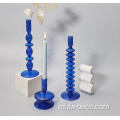 Tasistas de velas de vidrio de cristal azul hecho a mano